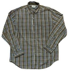 Guess Jeans Vintage Plaid Cotton Brown Button Down Shirt USA Men's Size Large
